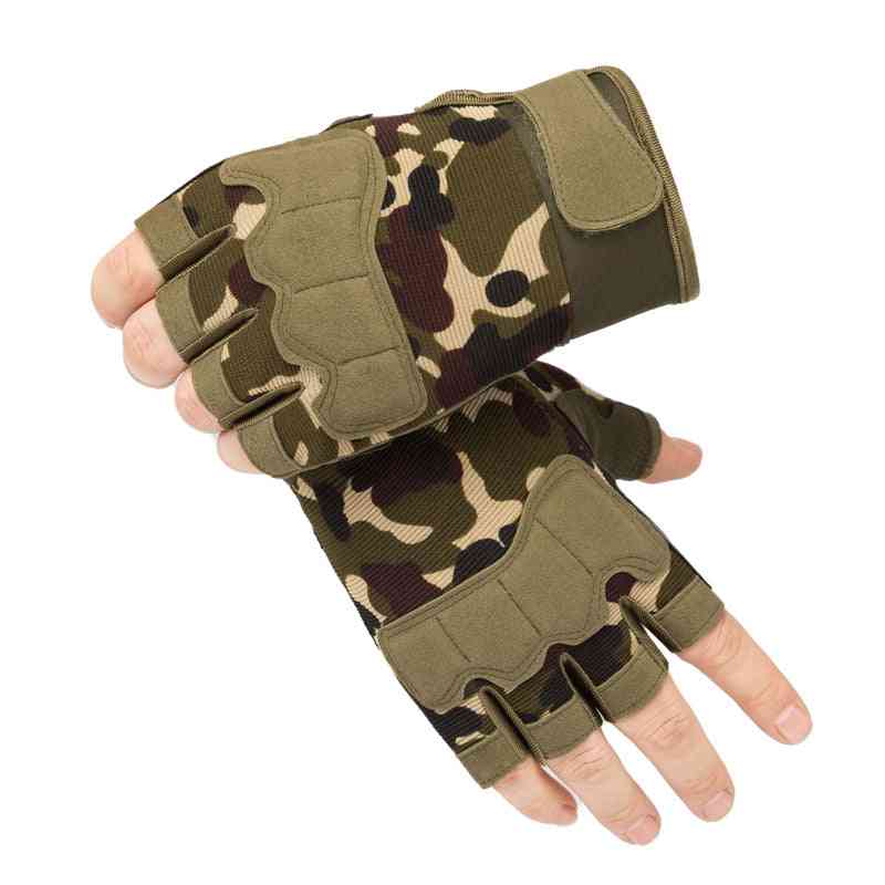 Guantes tácticos sin dedos, guantes de caza del ejército militar