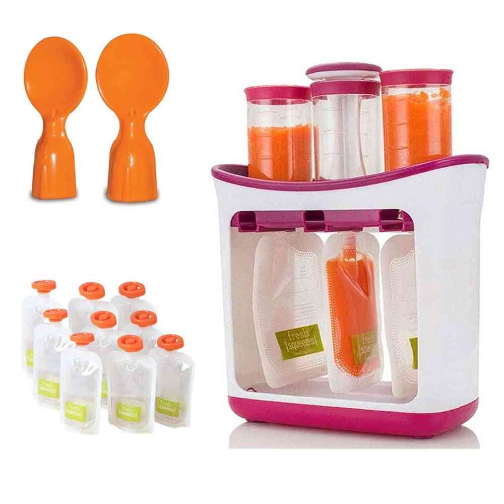Baby Food Squeeze And Storage Station With Pouches Kit