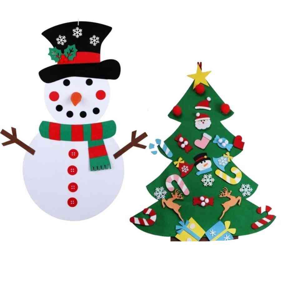 Fieltro árbol de navidad - manualidades de jardín de infantes muñeco de nieve