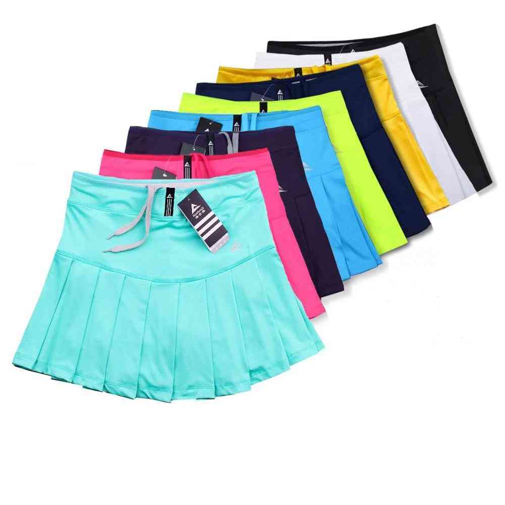 Quick Dry Women's Sports Pleated Skirts With Safety Shorts