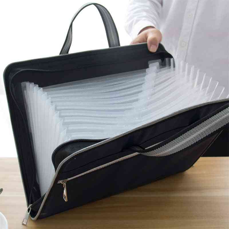 Zipper Waterproof Insert File Bag, Multi Layers Oxford Cloth