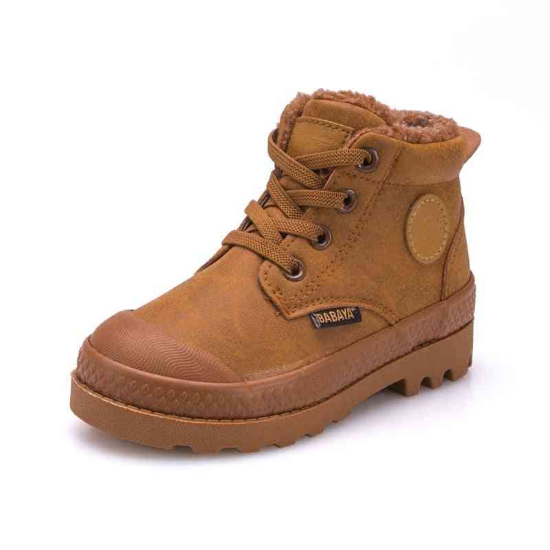 Boys Sneaker Shoes, High Leather Anti-slip Winter Boots