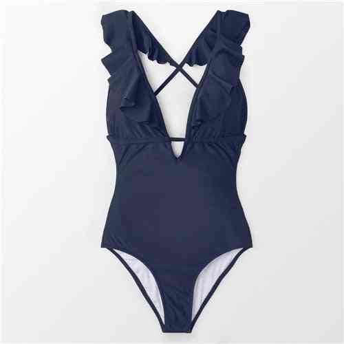 Ruffle V-neck Design Swimsuit