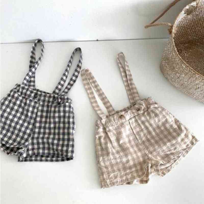 Bloomers Little, Lovely Plaid Strap Overalls Fashion Solid Autumn Bottons