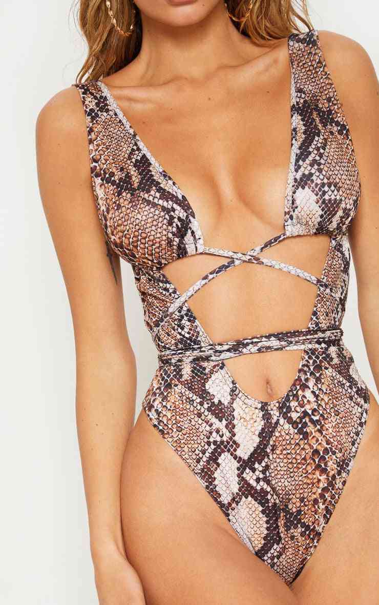 Summer Women Serpentine Leopard Printed Bathing Suit / Swimsuit