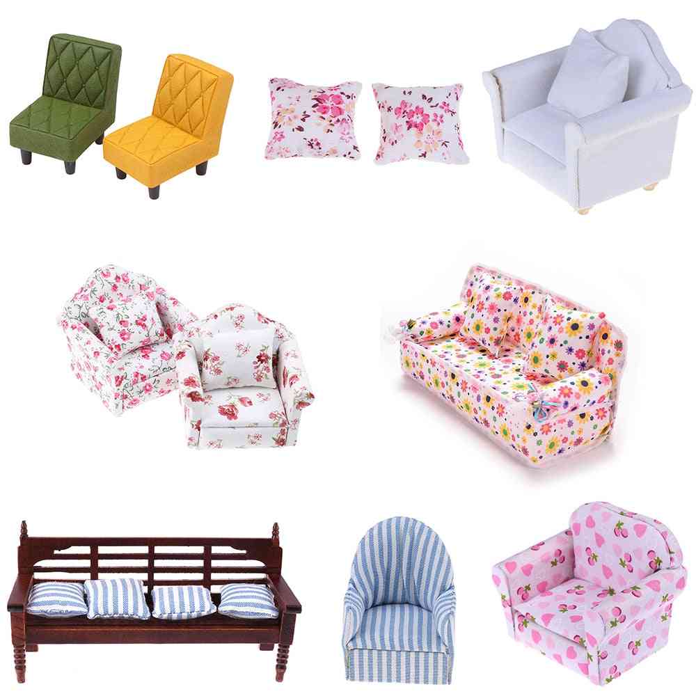 Mini Furniture  Soft Sofa For Miniature Dollhouse-pretend Play