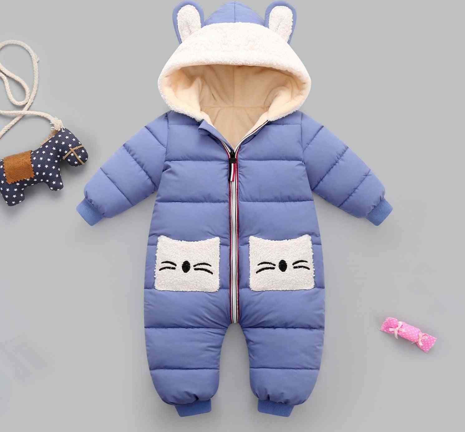 Baby Girl Coat Winter Hooded Mantle Rompers, Thick Warm Jumpsuit Overalls Snowsuit