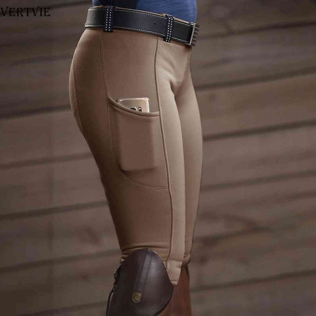 Women Fashion High Waist Elastic Equestrian Pants, Horse Racing Skinny Trousers