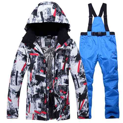 Tuta da sci invernale, giacche e pantaloni / attrezzatura da neve caldi antivento / impermeabili per sport all'aria aperta, giacca da uomo