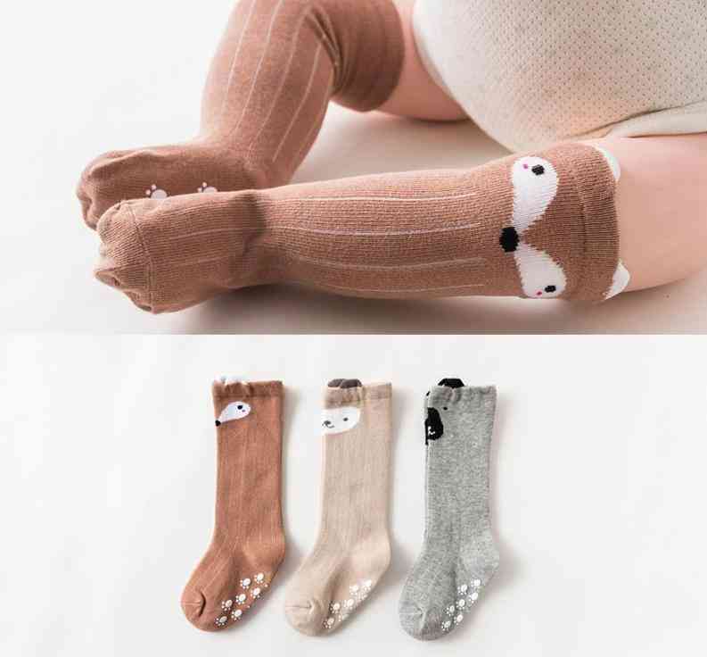 Cute Fox Baby Non Slip With Grips Cotton Long Socks For Infant &