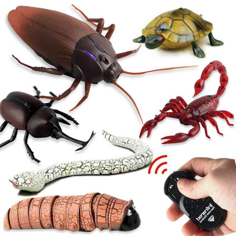 Kit de brinquedo animal de controle remoto rc para crianças adultos, inseto inteligente, barata, aranha, cobra, formiga