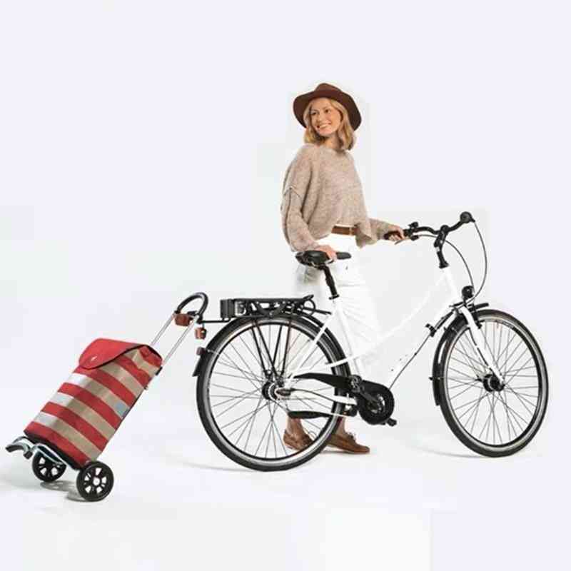 Carrello della spesa per pendolari per bici, telaio in alluminio con tracolla e maniglia