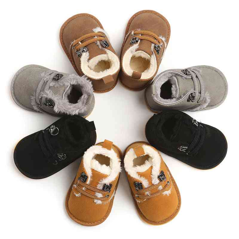Novorojenčki čevlji za zimske tople krznene podloge nedrseči gumijasti podplati za dojenčke