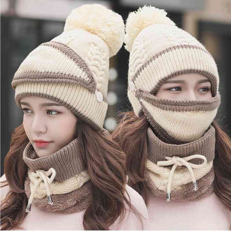 Anti-fog Hats, Women Warm Knitted Wool Cap