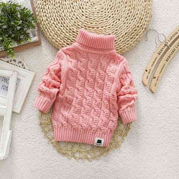 Turtleneck Pullover For Winter-solid Color Warm Sweaters For Baby