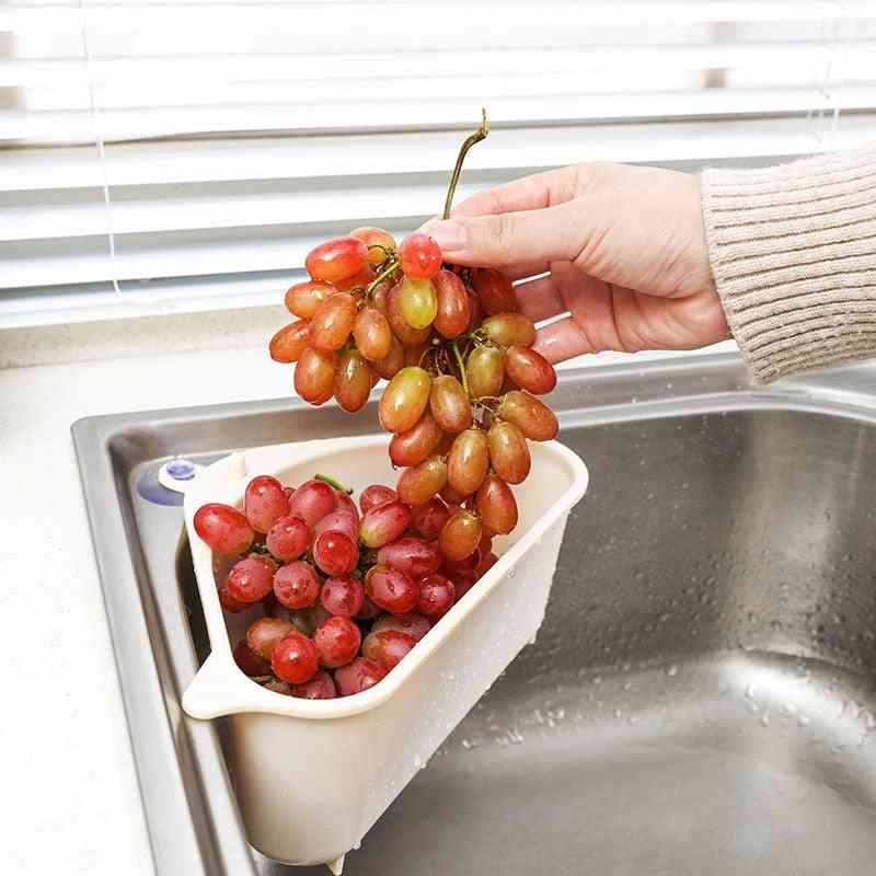 Kitchen Sink Mounted Triangular Strainer For Vegetables, Fruite, Sponge Holder, Storage Rack