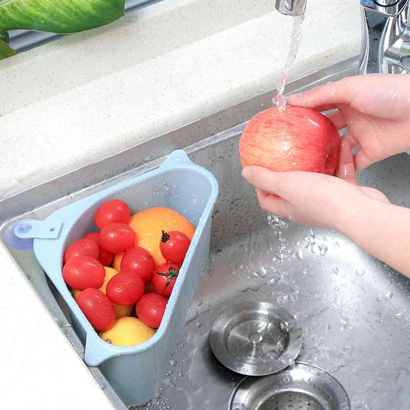 кухненска мивка монтирана триъгълна цедка за зеленчуци, плодове, държач за гъба, багажник