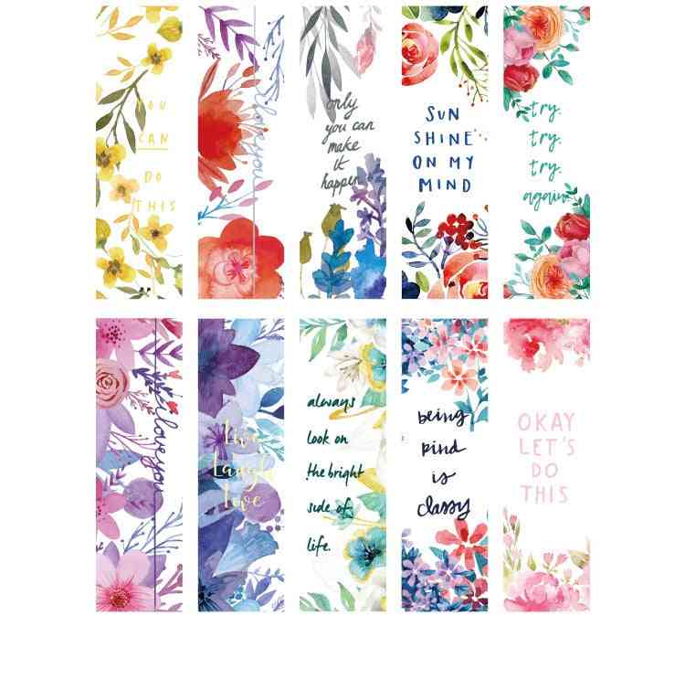 30 piezas / caja hermosas flores / plantas verdes / marcadores de patrón de mejores deseos
