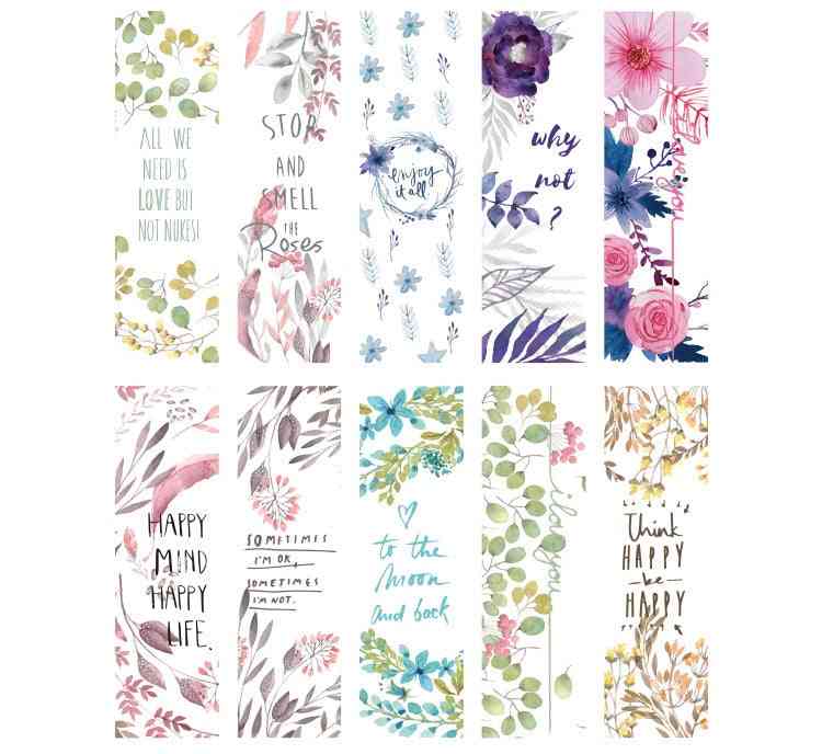 30 piezas / caja hermosas flores / plantas verdes / marcadores de patrón de mejores deseos