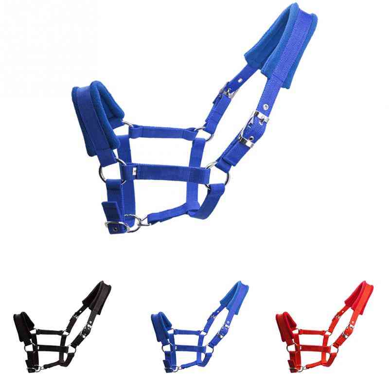 Adjustable Strap Double-layered Protective Detachable Horse Halter, Outdoor Fleece Padded