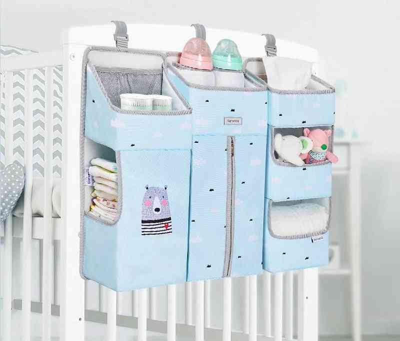 Portable Baby Crib Organizer Bed Hanging Bag, Essentials Diaper Storage Cradle Bedding Set