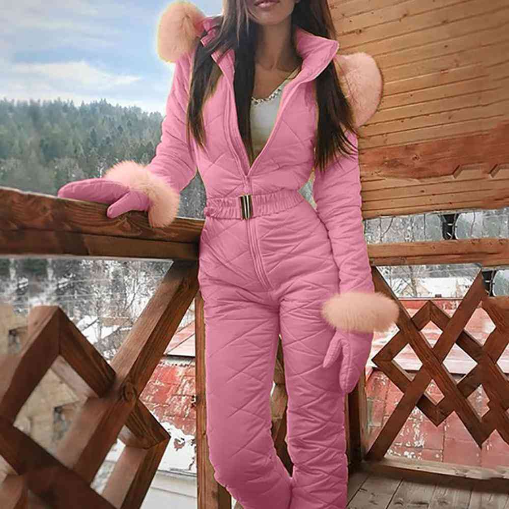 Women's One Piece Ski Jumpsuit-casual Thick Warm Play Suit