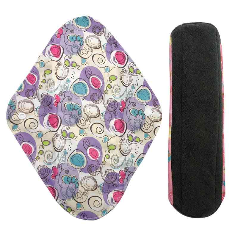 Damenbinden wiederverwendbare Menstruationskissen mit Bambuskohle-Print, Slipeinlagen, Damenbinden (10-teilige Damenbinden)