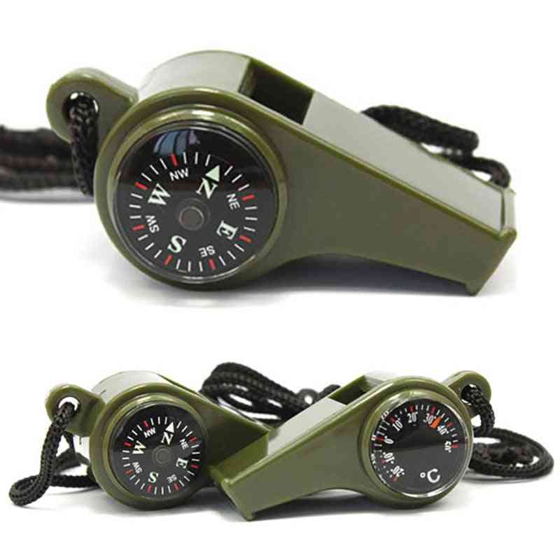 Outdoor Whistle Compass, Thermometer Multi-functional Survival Tools
