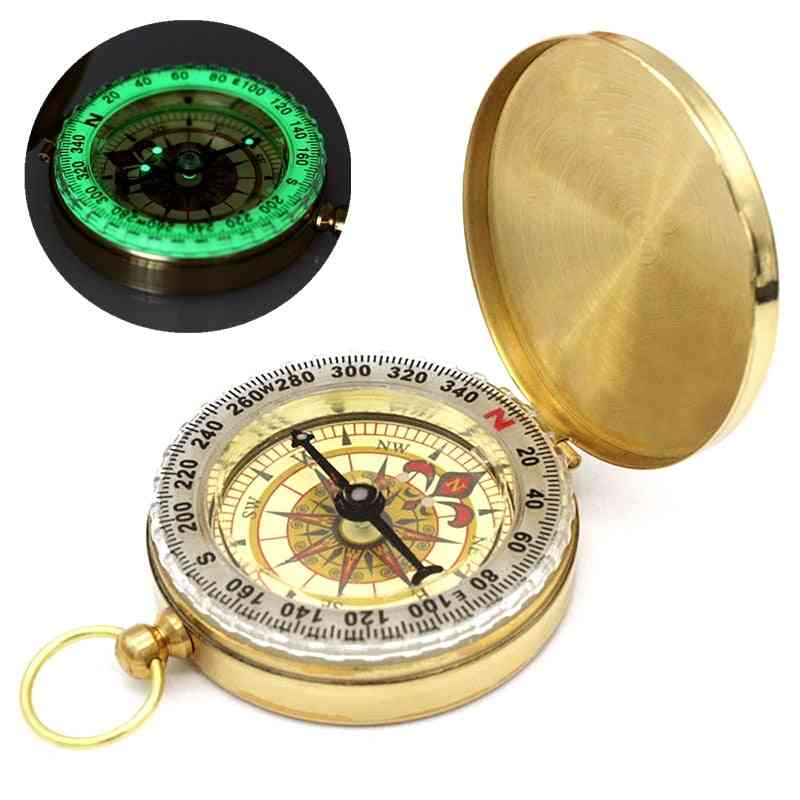 Camping / Hiking Pocket Brass Compass, Navigation For Outdoor Activities