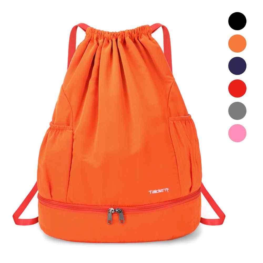 Skladací batoh so šnúrkou, športová taška na telocvik s mokrými a suchými priehradkami