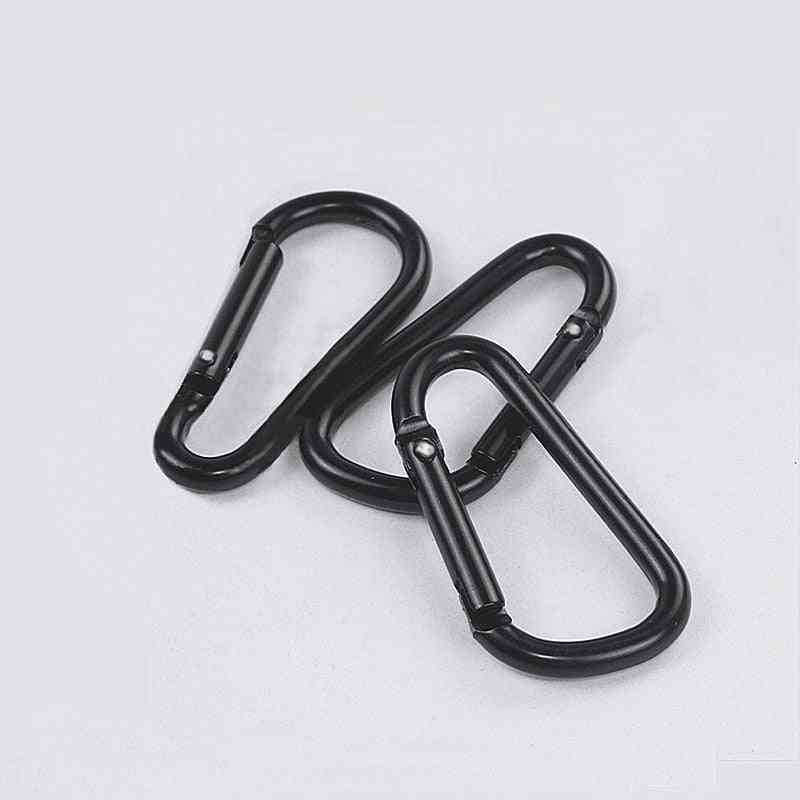 Black D Shaped Aluminum Alloy Carabiner Hook Key Chain