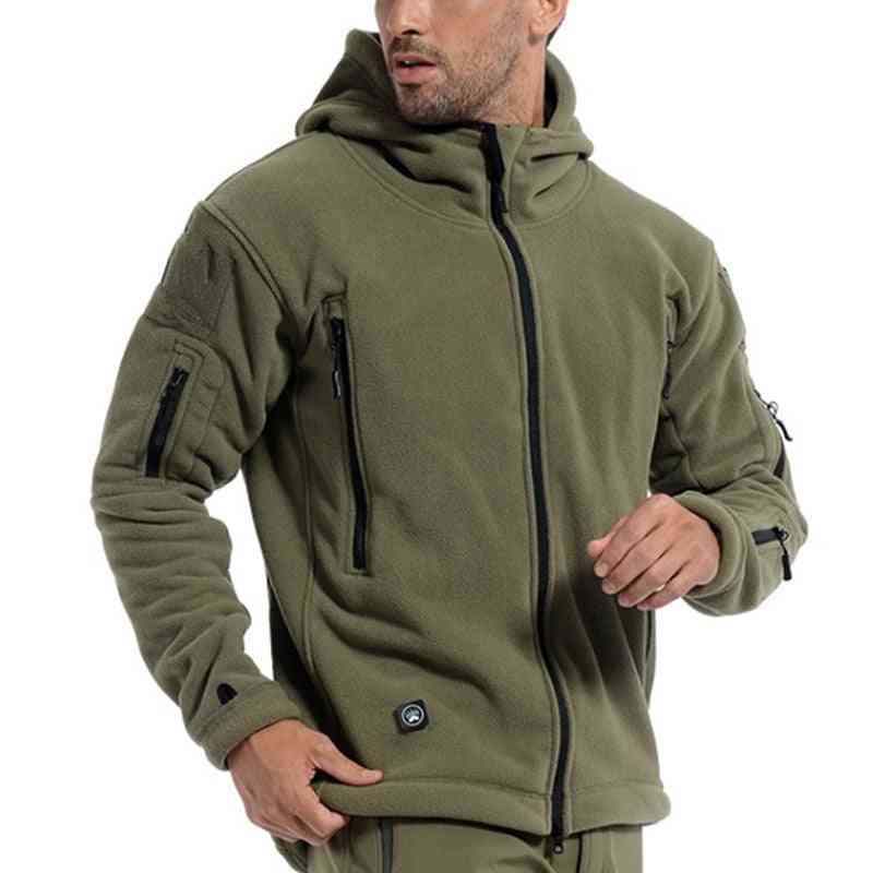 Giacca tattica in pile termico invernale militare da uomo / cappotto sportivo con cappuccio, giacche militari da trekking softshell