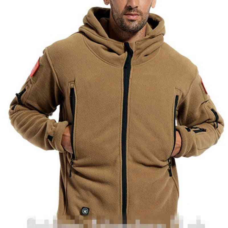 Men Military Winter Thermal Fleece Tactical Jacket, Sports Hooded Coat