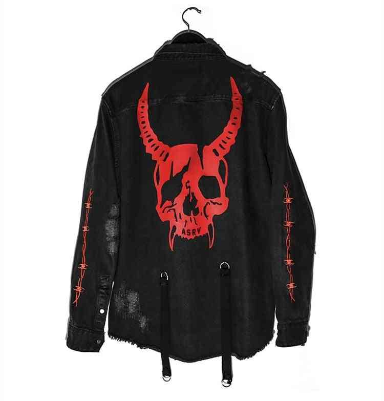 Harajuku gotisk demon hunter kranium denim jakke mænd rock punk heavy metal sweatshirt sudadera seler hul streetwear