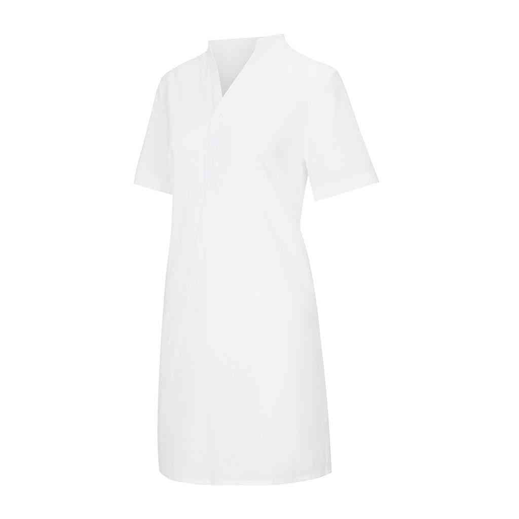 Solid Loose Basic-dress, Women Button Short Sleeve Tennis Dress