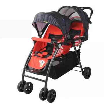 Can Sit On A Reclining Four Wheeled Cart, Infant Car Twin Baby Double Stroller