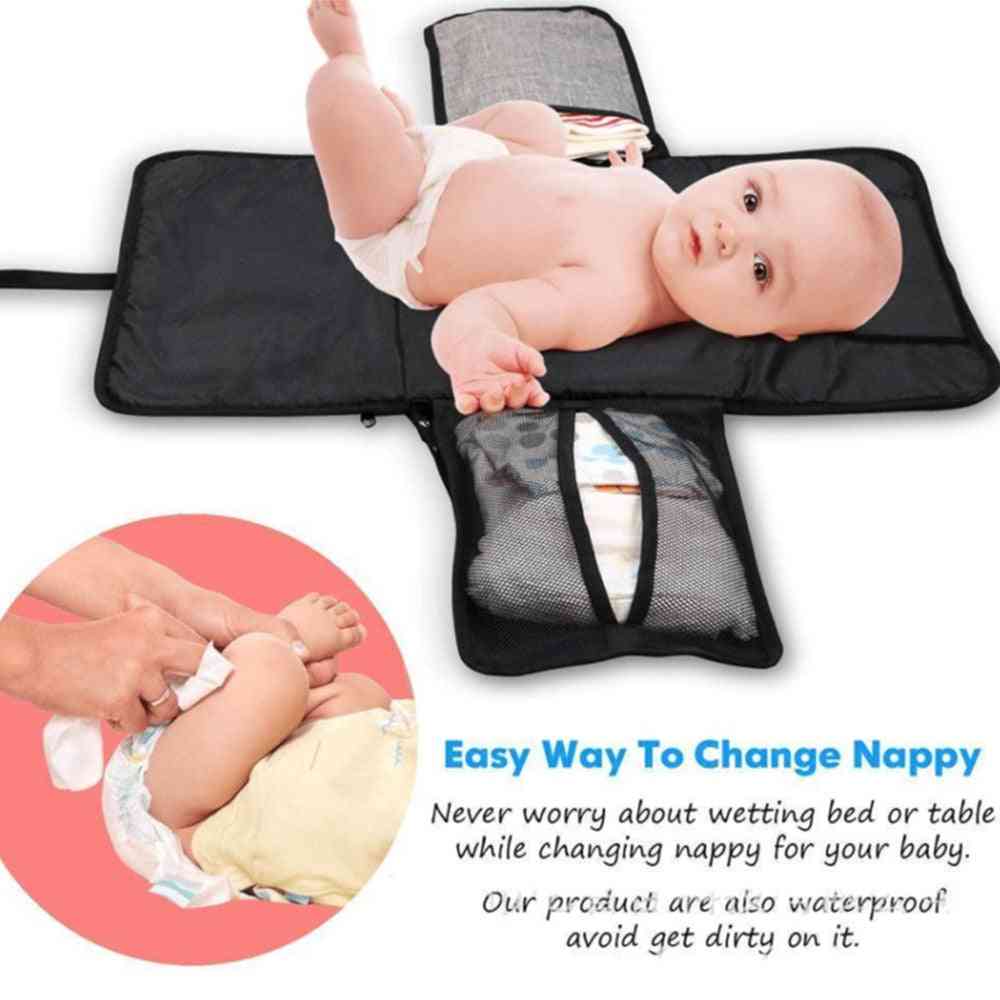 Portable Foldable Nappy Change Mat, Waterproof Tpe Diaper Changing Kit For Travel Outside