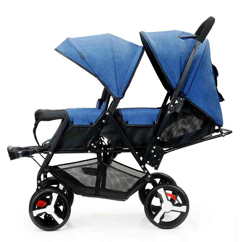 2 In 1 Baby Twin Double Stroller, Front And Rear Seat