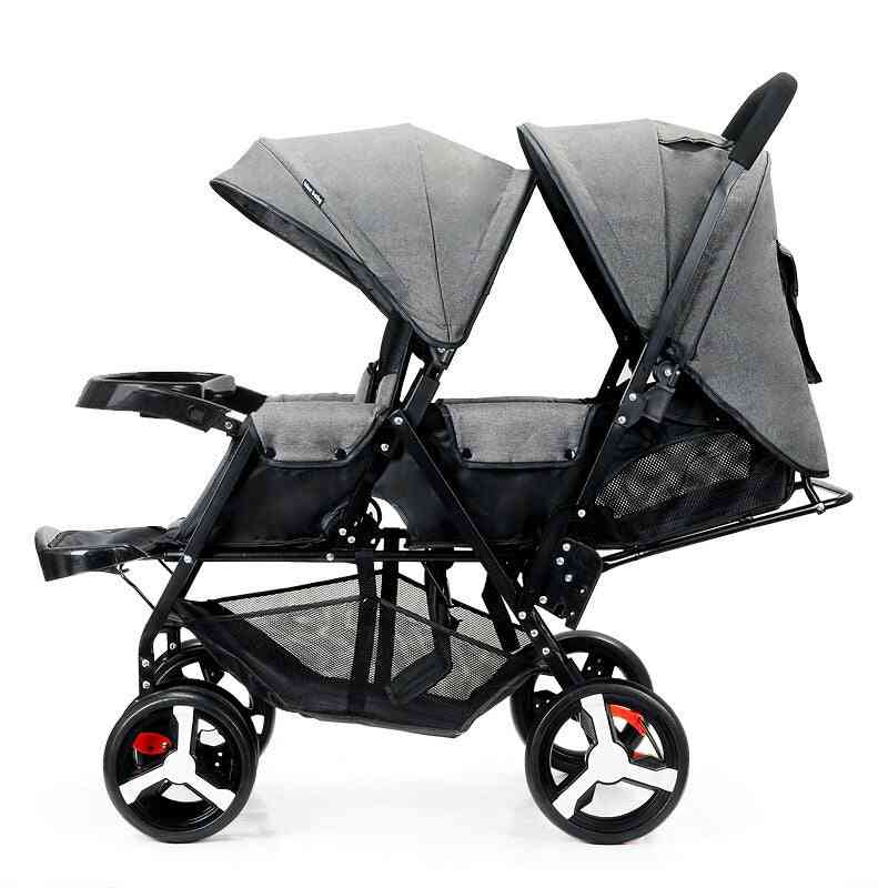 2 In 1 Baby Twin Double Stroller, Front And Rear Seat