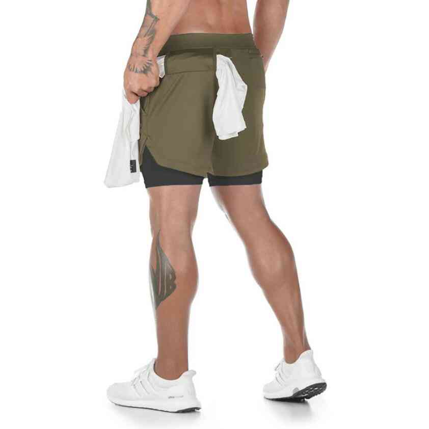 2-in-1 Sports Fitness Running Shorts