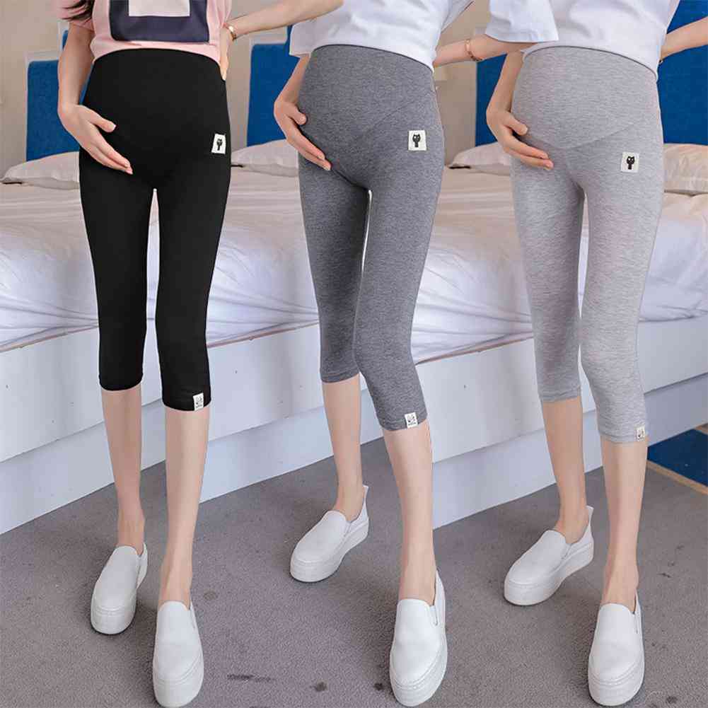 Cat Pattern Cropped Leggings For Pregnant Woman-support Abdomen