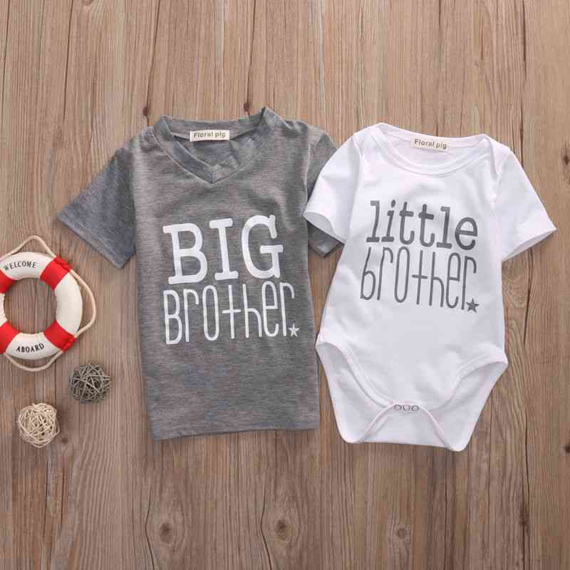 Big/little Brother Printed Romper And T-shirt-summer Short Sleeve Clothes
