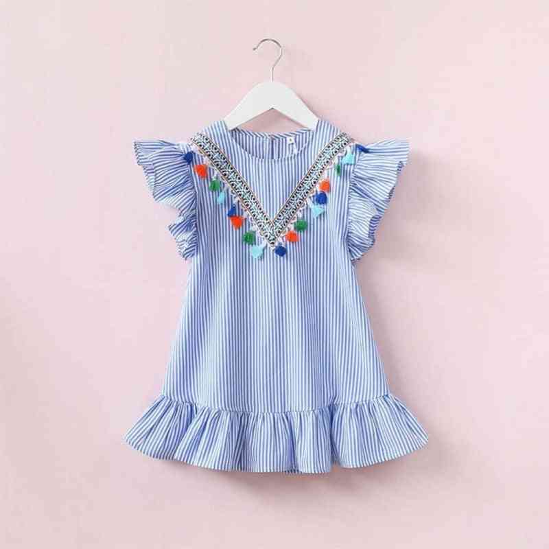 Striped And Tassel Pattern Mini Dress For Mother And Daughter-family Matching Clothes