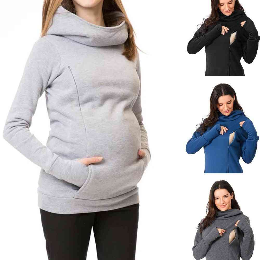 Women Nursing Maternity Long Sleeves Hooded Breastfeeding Hoodie Sweatshirts