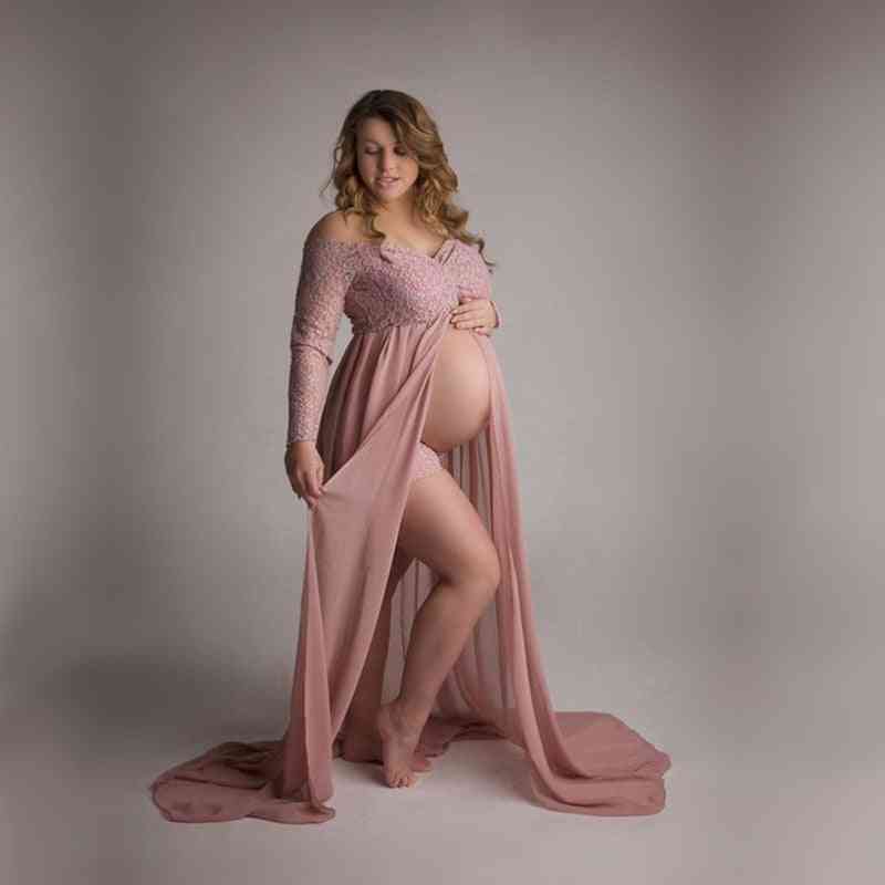 Robe douce coeur maternité robes en dentelle pour séance photo robe de grossesse ouverte fente