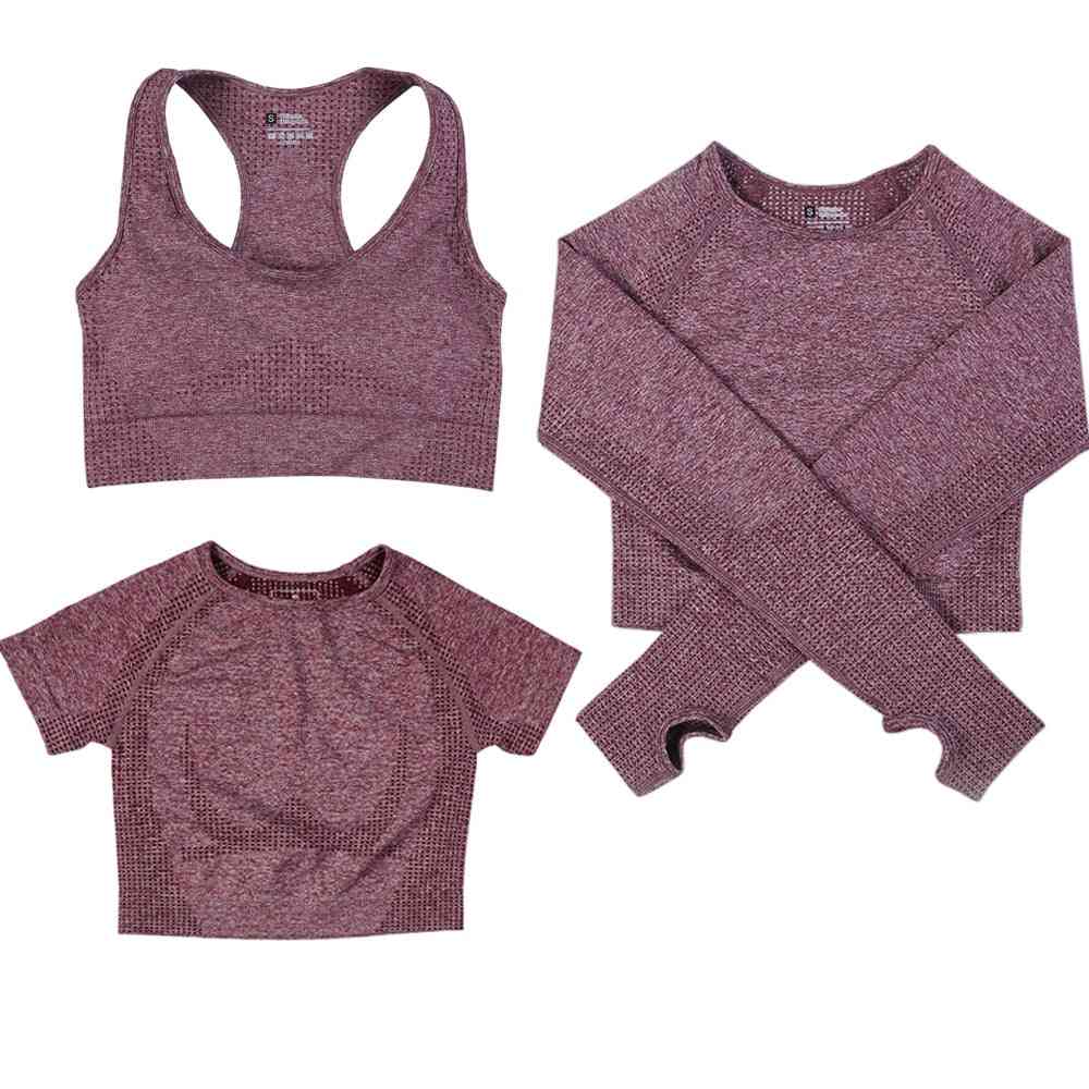 Seamless Yoga Top, Long Sleeve Workout Women Fitness Vital Gym Crop Shirt Sportswear