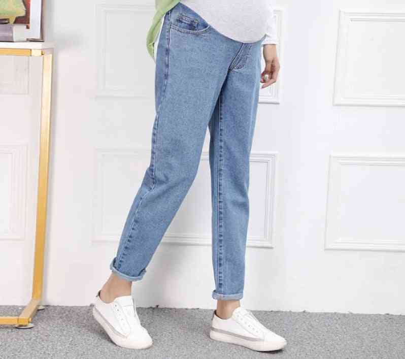 Maternity Harem Dad Jeans, Loose Pants For Pregnant Women, High Waist Belly Pregnancy Straight Trousers