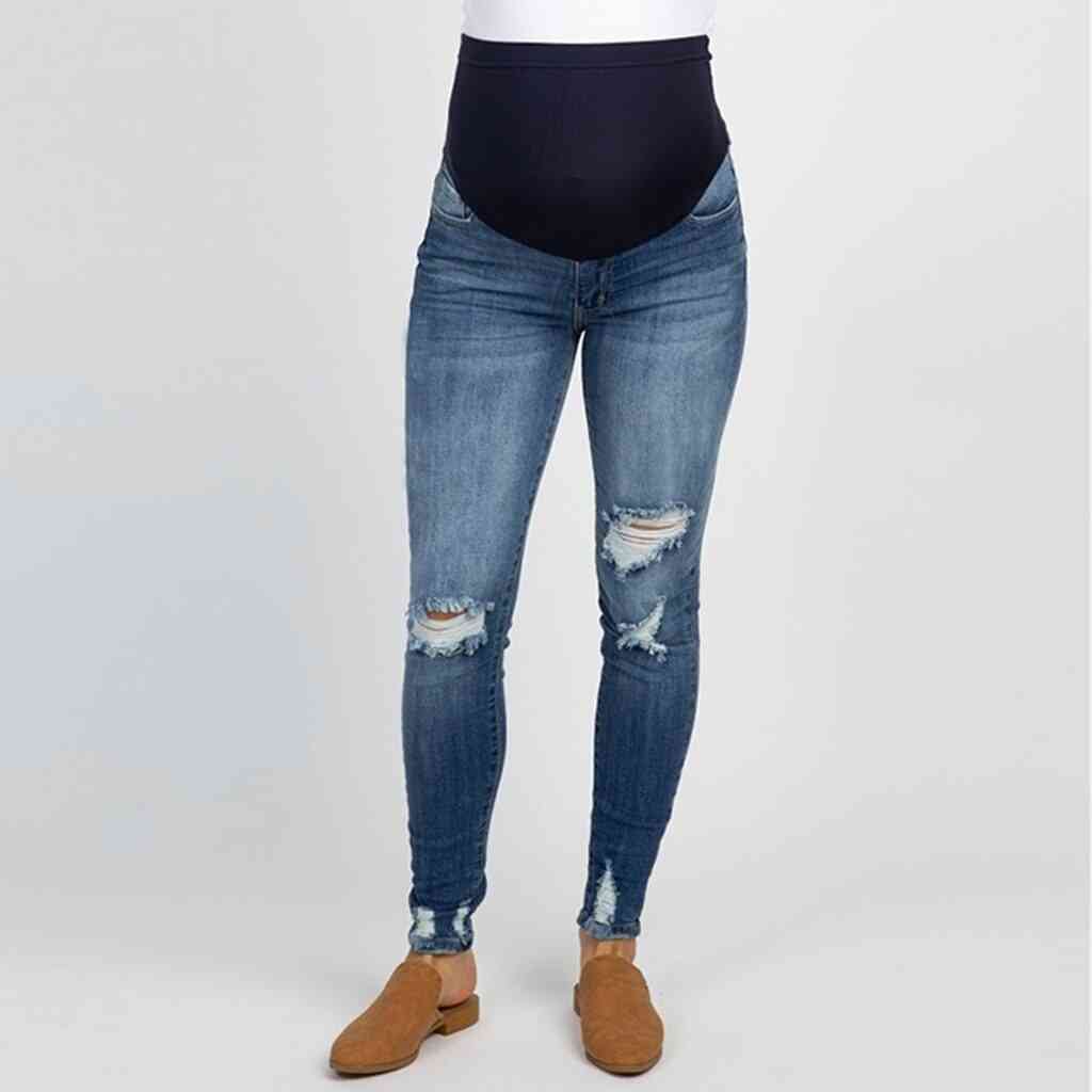 Těhotné ženy roztrhané džíny těhotenské kalhoty / kalhoty
