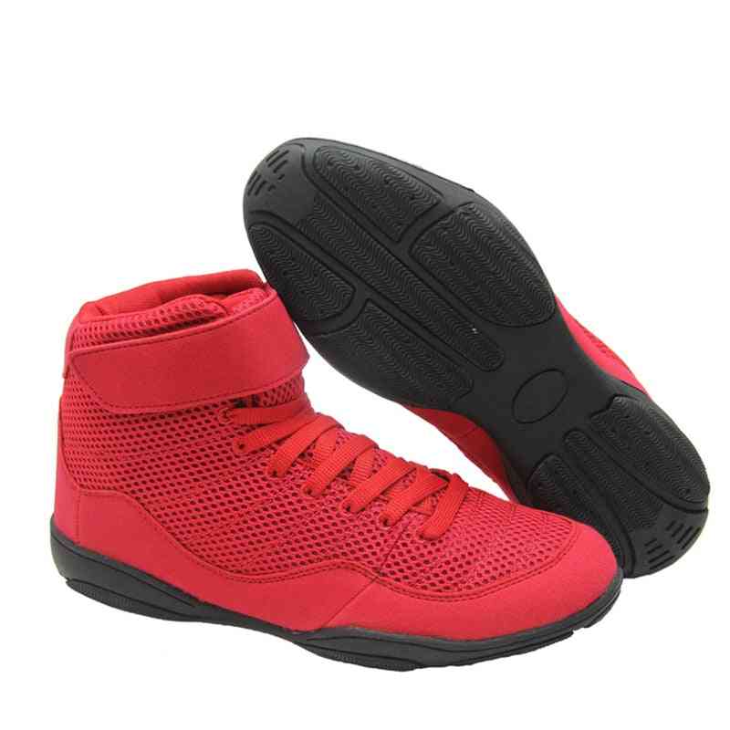 професионални мъжки бокс обувки за борба дантела тренировъчни бойни ботуши гумена подметка дишаща