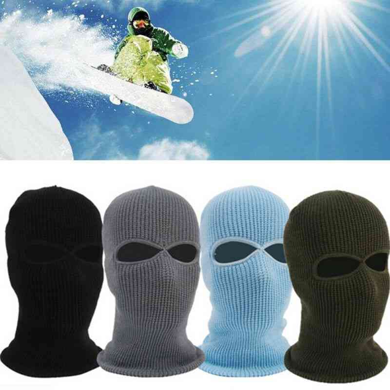 Chapeau de masque de ski de trou de tricot de couverture de visage complet, chapeau de bonnet de bouclier neige hiver chaud